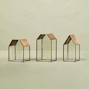 Decorative Glass & Brass Christmas Houses (Set of 3‎ - Hearth & Hand Magnolia